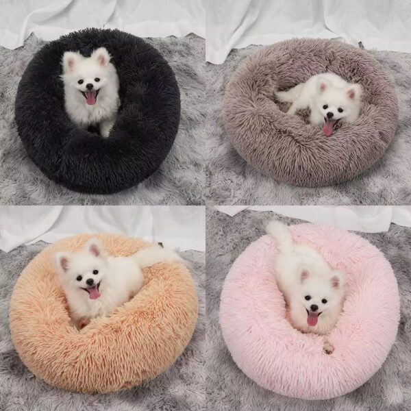 Luxury Calming Donut Dog Bed – Faux Fur