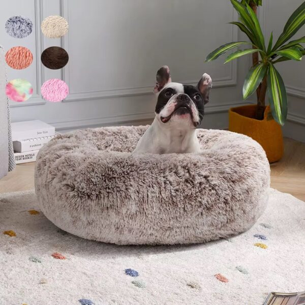 Luxury Calming Donut Dog Bed – Faux Fur